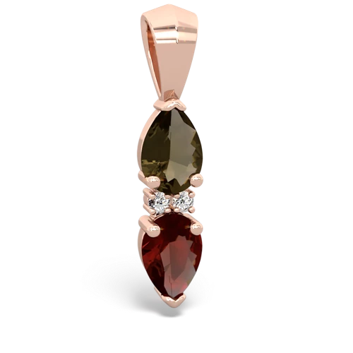 smoky quartz-garnet bowtie pendant
