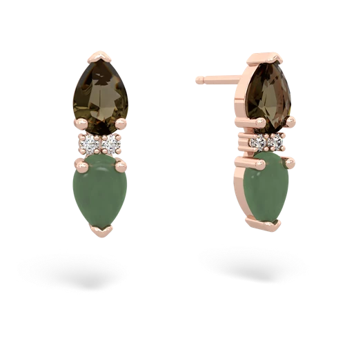 smoky quartz-jade bowtie earrings