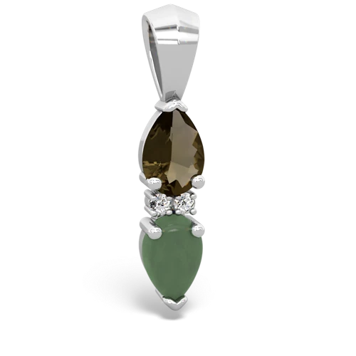 smoky quartz-jade bowtie pendant