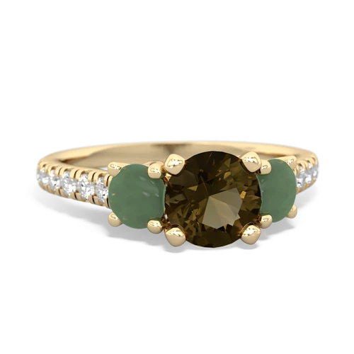 smoky quartz-jade trellis pave ring