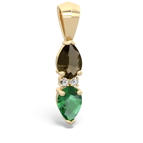 smoky quartz-lab emerald bowtie pendant