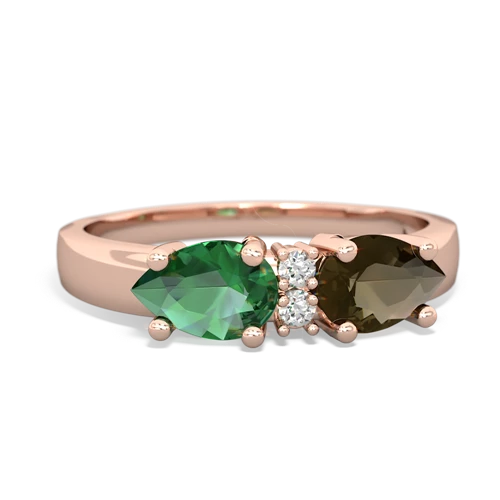 smoky quartz-lab emerald timeless ring