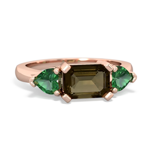 smoky quartz-lab emerald timeless ring