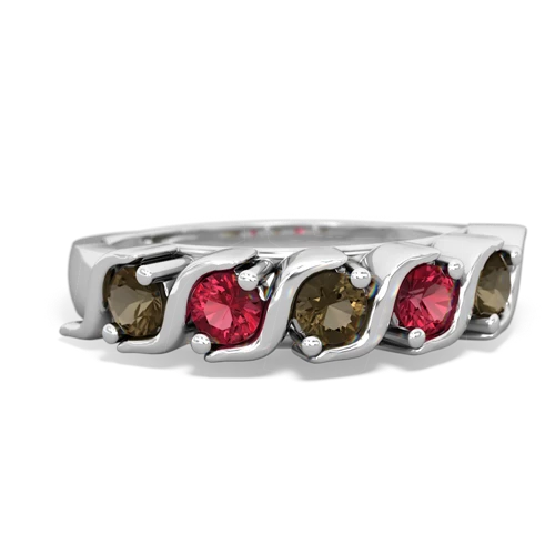 smoky quartz-lab ruby timeless ring