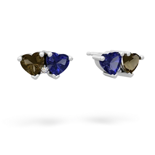 smoky quartz-lab sapphire  earrings