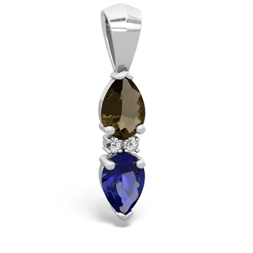 smoky quartz-lab sapphire bowtie pendant