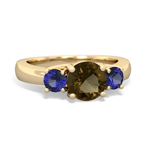 smoky quartz-lab sapphire timeless ring