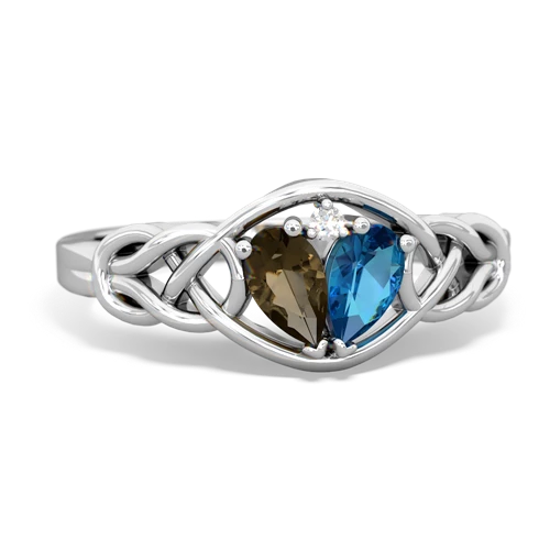 smoky quartz-london topaz celtic knot ring