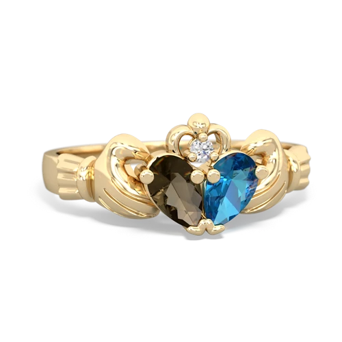 smoky quartz-london topaz claddagh ring