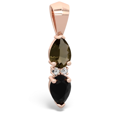 smoky quartz-onyx bowtie pendant