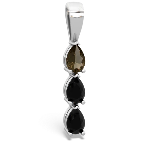 smoky quartz-onyx three stone pendant