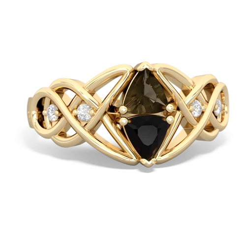 smoky quartz-onyx celtic knot ring