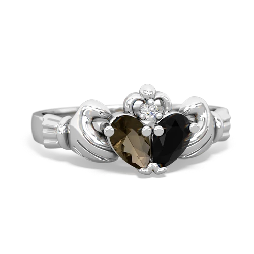 smoky quartz-onyx claddagh ring