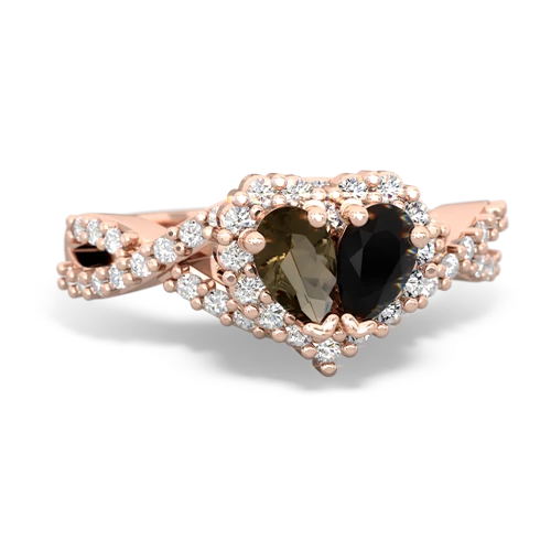 smoky quartz-onyx engagement ring