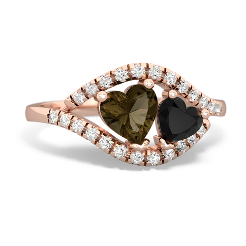 smoky quartz-onyx mother child ring