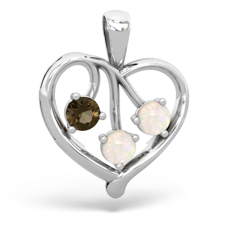 smoky quartz-opal love heart pendant