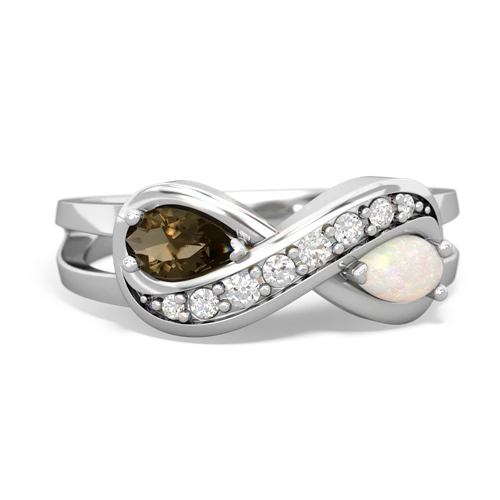 smoky quartz-opal diamond infinity ring