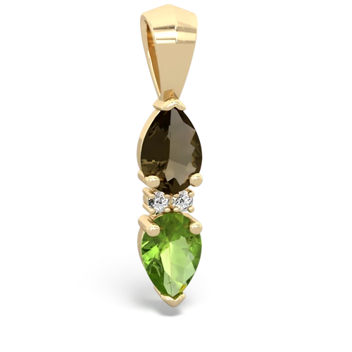 smoky quartz-peridot bowtie pendant