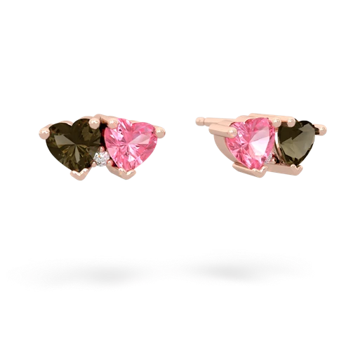 smoky quartz-pink sapphire  earrings