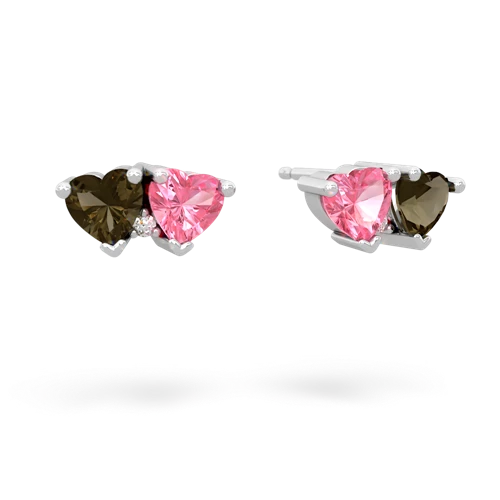 smoky quartz-pink sapphire  earrings