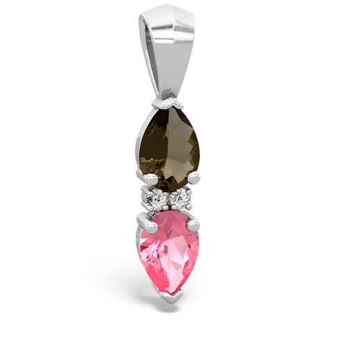 smoky quartz-pink sapphire bowtie pendant