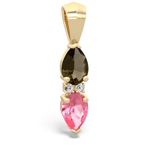 smoky quartz-pink sapphire bowtie pendant