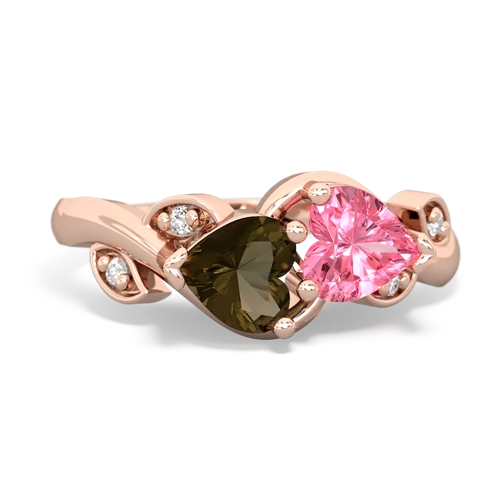 smoky quartz-pink sapphire floral keepsake ring