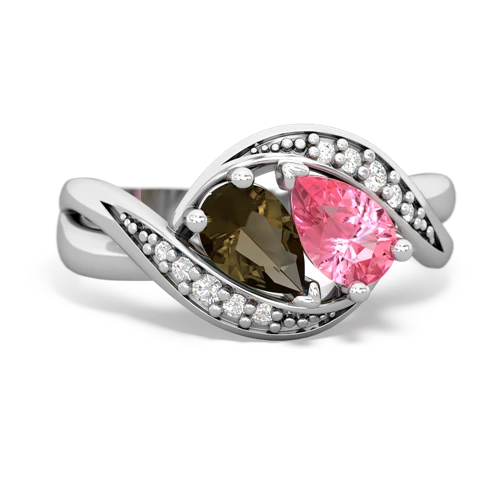 smoky quartz-pink sapphire keepsake curls ring