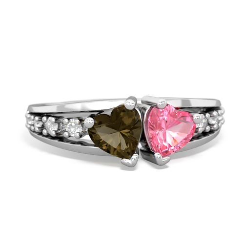 smoky quartz-pink sapphire modern ring