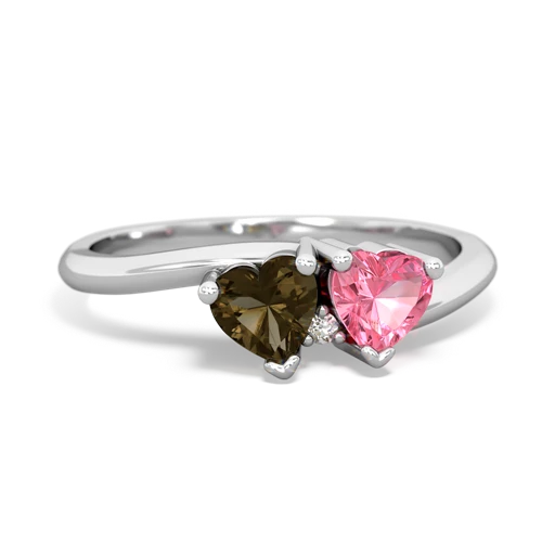 smoky quartz-pink sapphire sweethearts promise ring