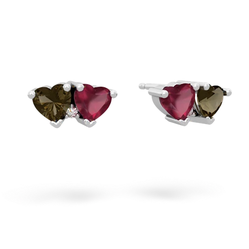 smoky quartz-ruby  earrings