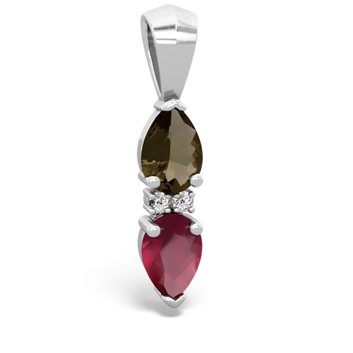 smoky quartz-ruby bowtie pendant