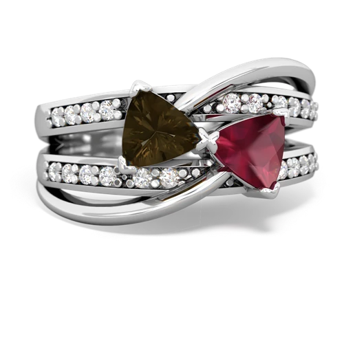 smoky quartz-ruby couture ring