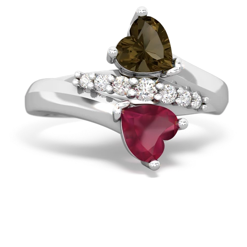 smoky quartz-ruby modern ring