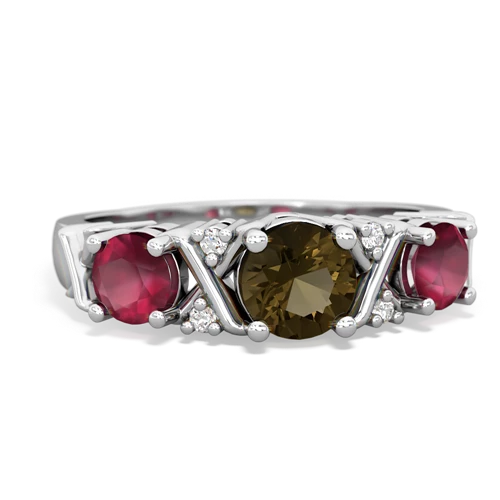 smoky quartz-ruby timeless ring