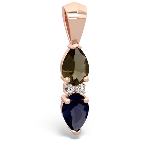 smoky quartz-sapphire bowtie pendant