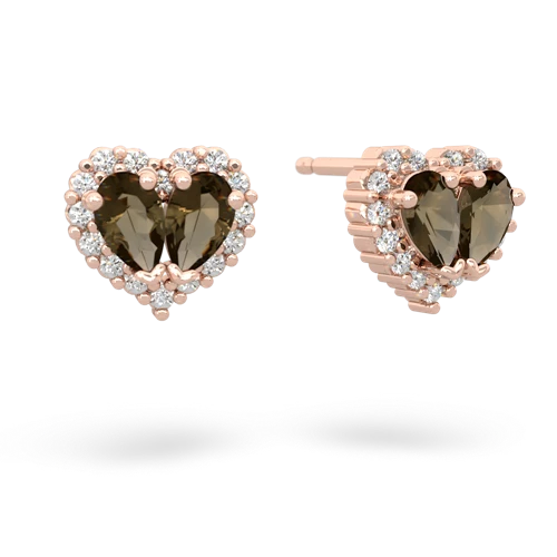 smoky quartz-smoky quartz halo-heart earrings