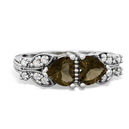 smoky quartz-smoky quartz keepsake butterfly ring