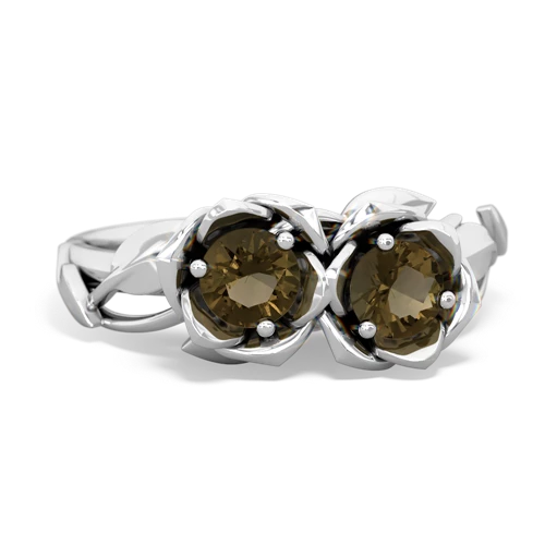 smoky quartz-smoky quartz roses ring