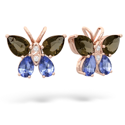 smoky quartz-tanzanite butterfly earrings