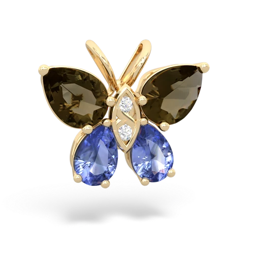 smoky quartz-tanzanite butterfly pendant