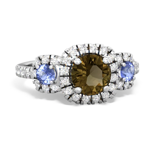 smoky quartz-tanzanite three stone regal ring