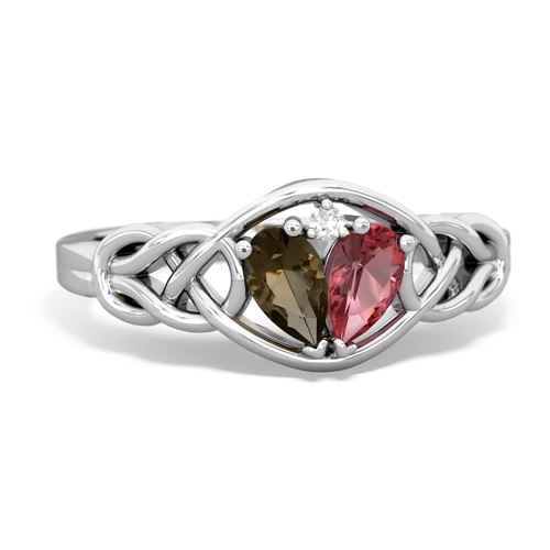 smoky quartz-tourmaline celtic knot ring