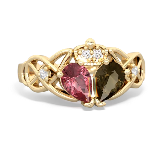 smoky quartz-tourmaline claddagh ring