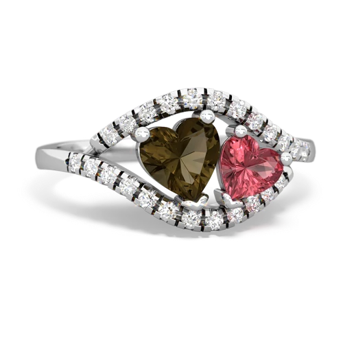 smoky quartz-tourmaline mother child ring