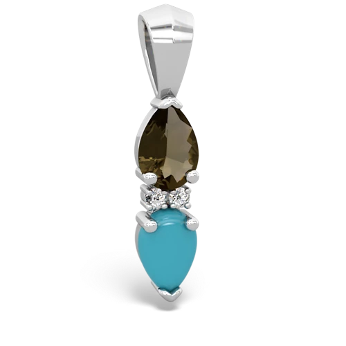 smoky quartz-turquoise bowtie pendant