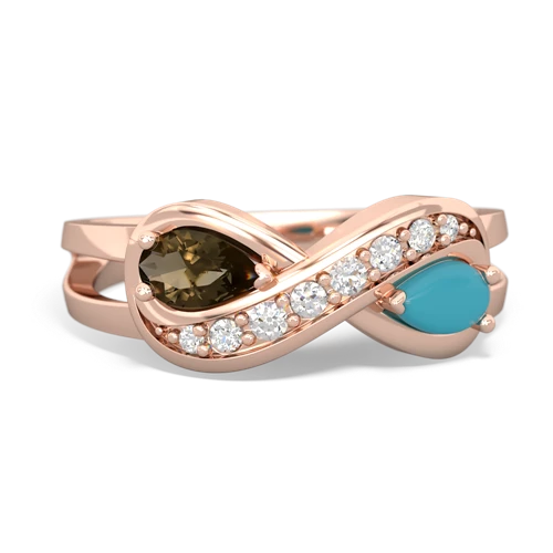 smoky quartz-turquoise diamond infinity ring