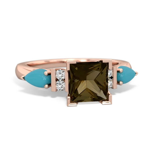 smoky quartz-turquoise engagement ring