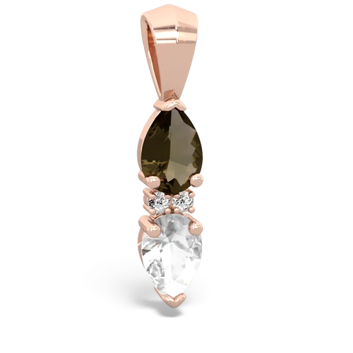 smoky quartz-white topaz bowtie pendant