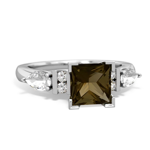 smoky quartz-white topaz engagement ring